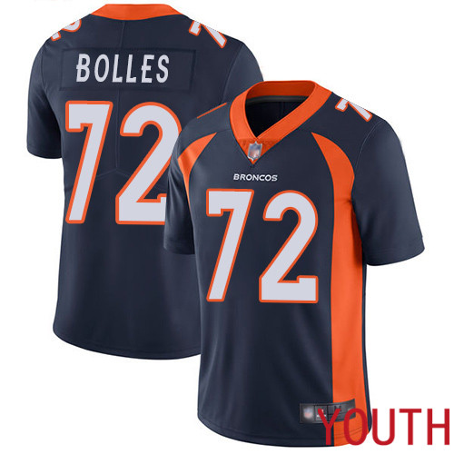 Youth Denver Broncos 72 Garett Bolles Navy Blue Alternate Vapor Untouchable Limited Player Football NFL Jersey